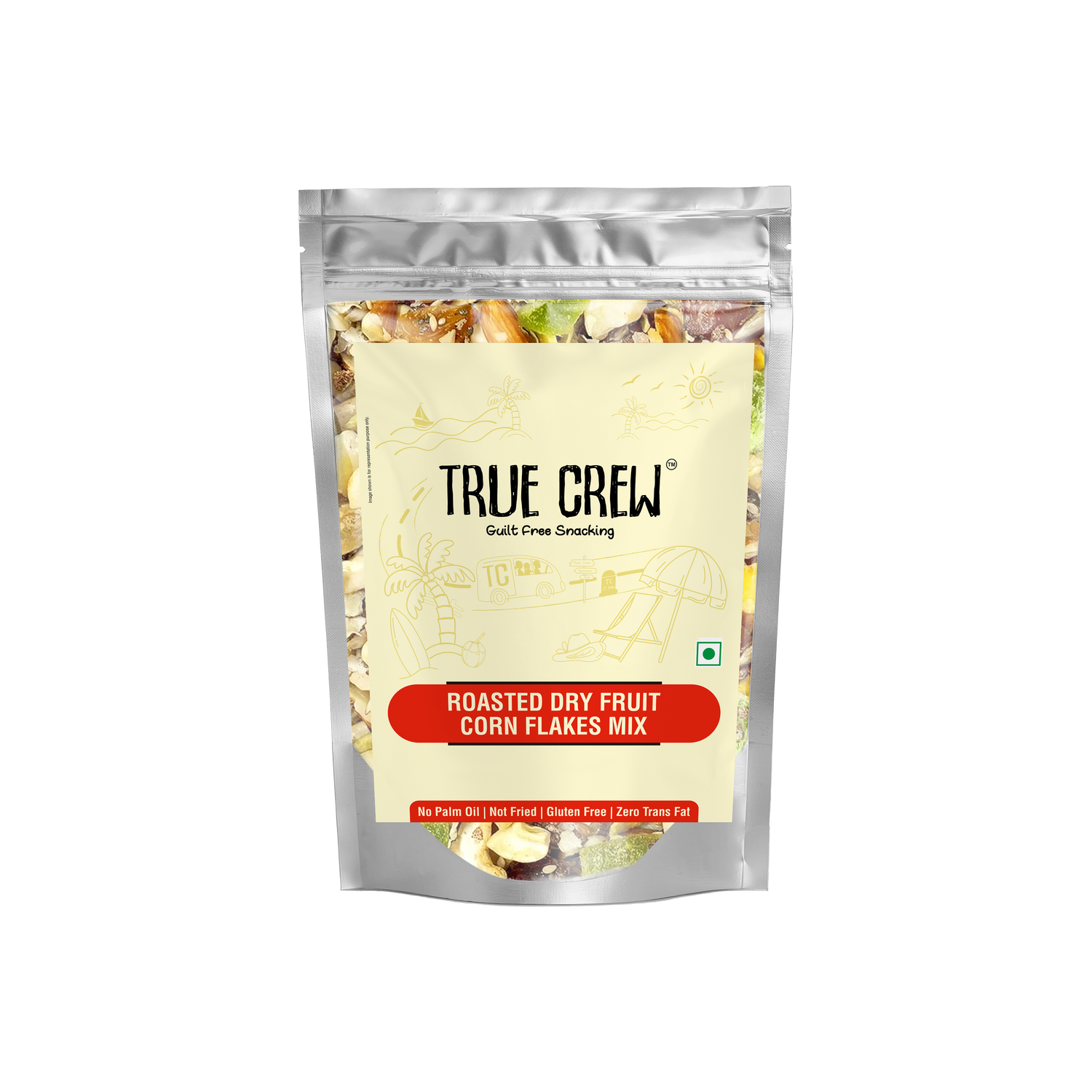 TRUE CREW Roasted Dry Fruits Corn Flakes Mix, 150g
