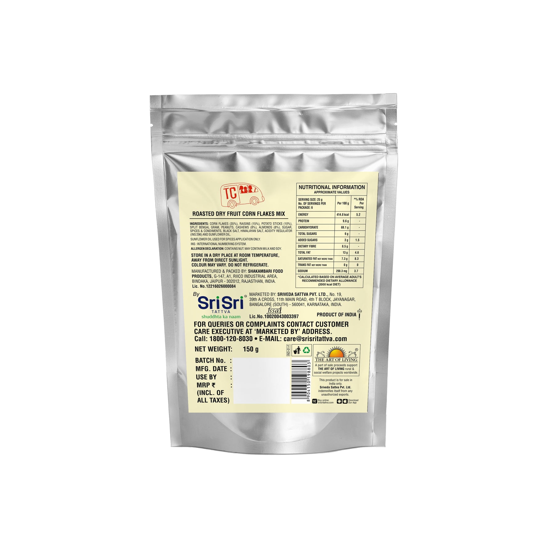 TRUE CREW Roasted Dry Fruits Corn Flakes Mix, 150g