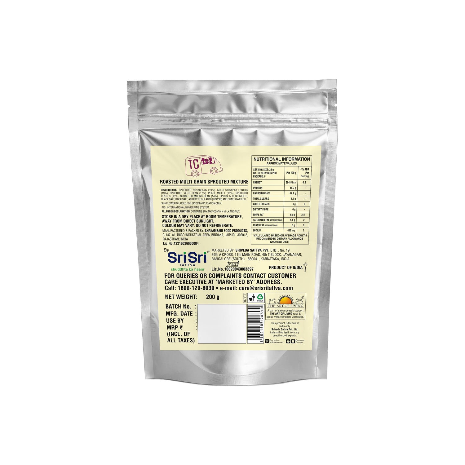 TRUE CREW Roasted Multigrain Sprouted Mixture, 200g
