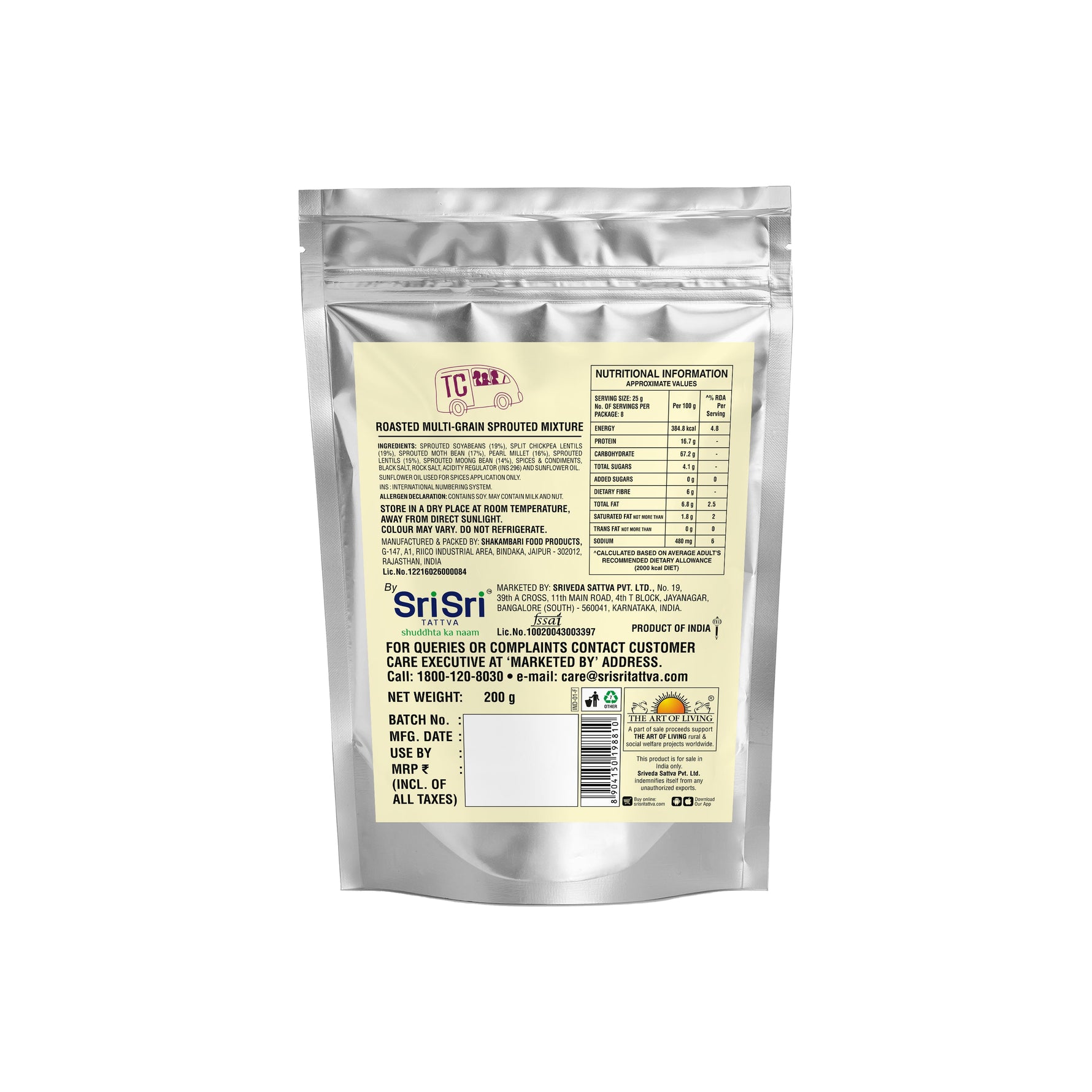 TRUE CREW Roasted Multigrain Sprouted Mixture, 200g