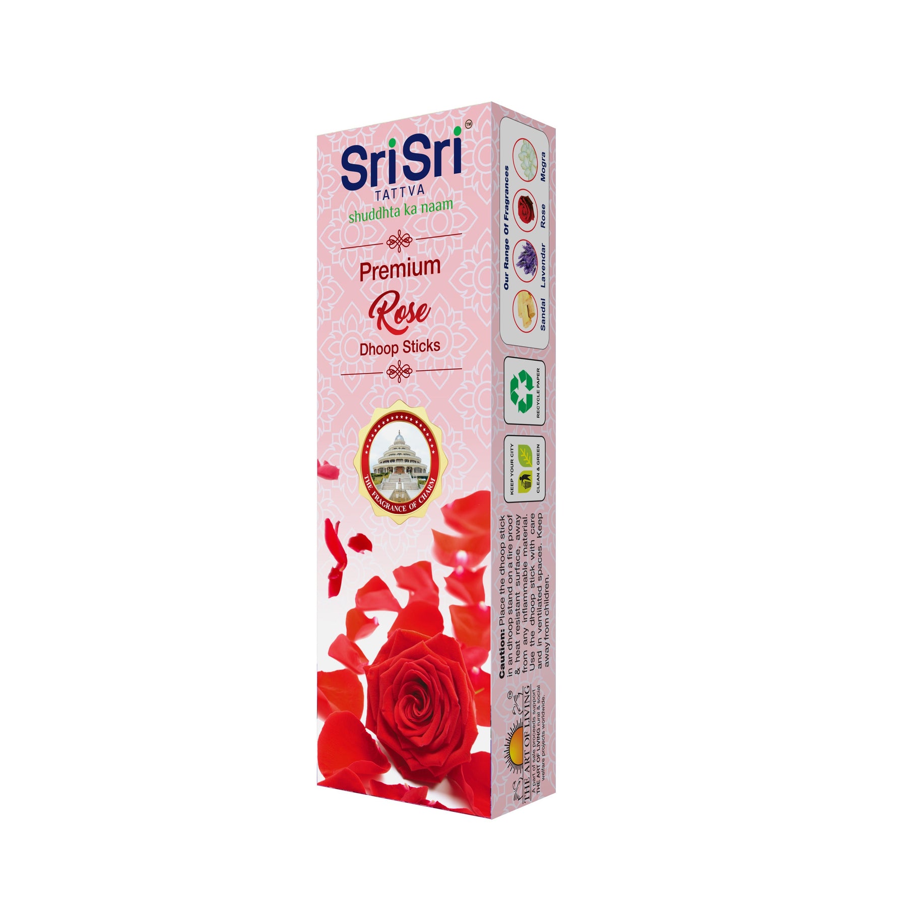Premium Rose Dhoop Sticks For Pooja | Dhoop Batti / Sticks | Fragrances – Natural Rose | Bamboo-less | Free Stand | 50 g