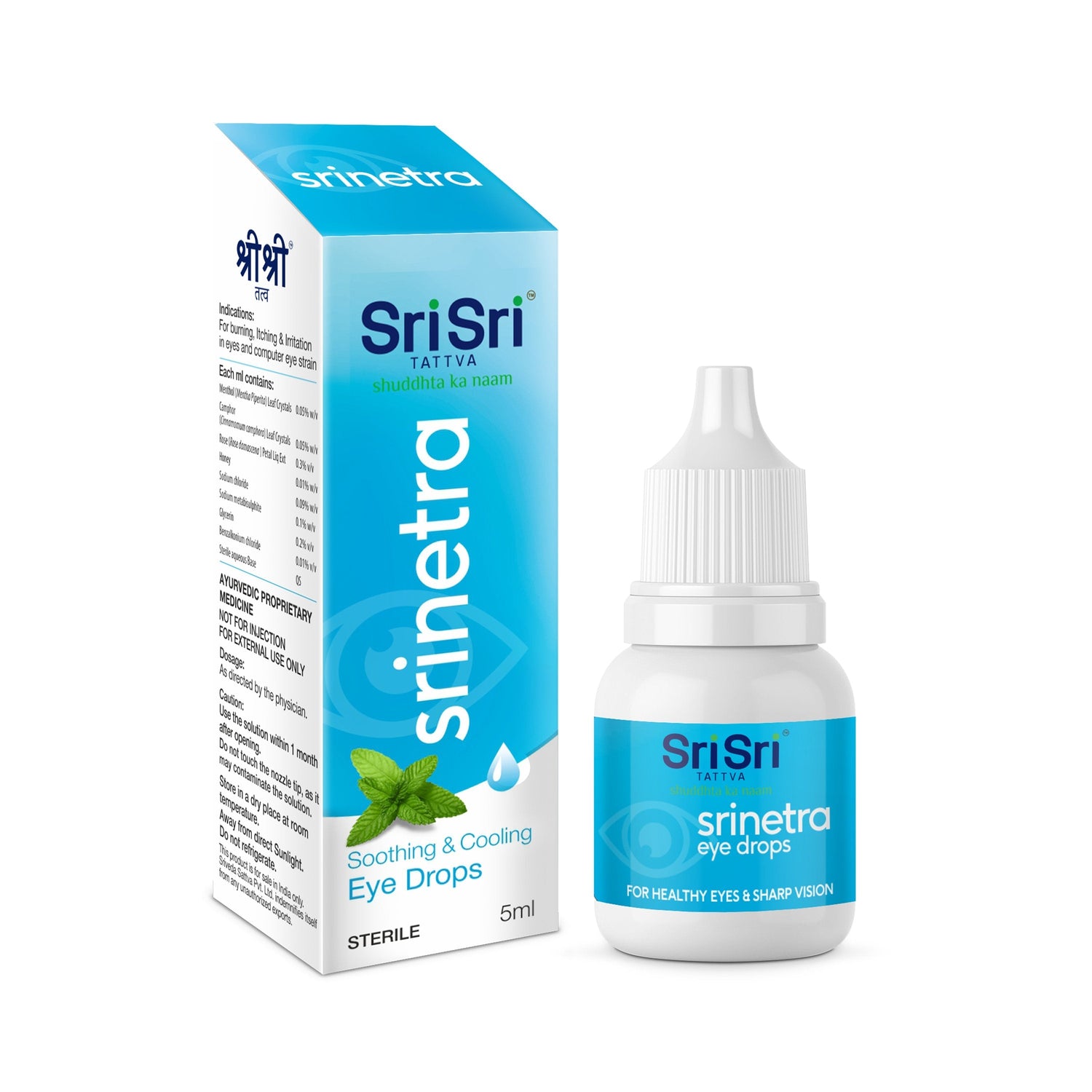 Srinetra Eye Drops - Soothing & Cooling | Protects Eyes From Dust, Pollution & Dirt | 5 ml