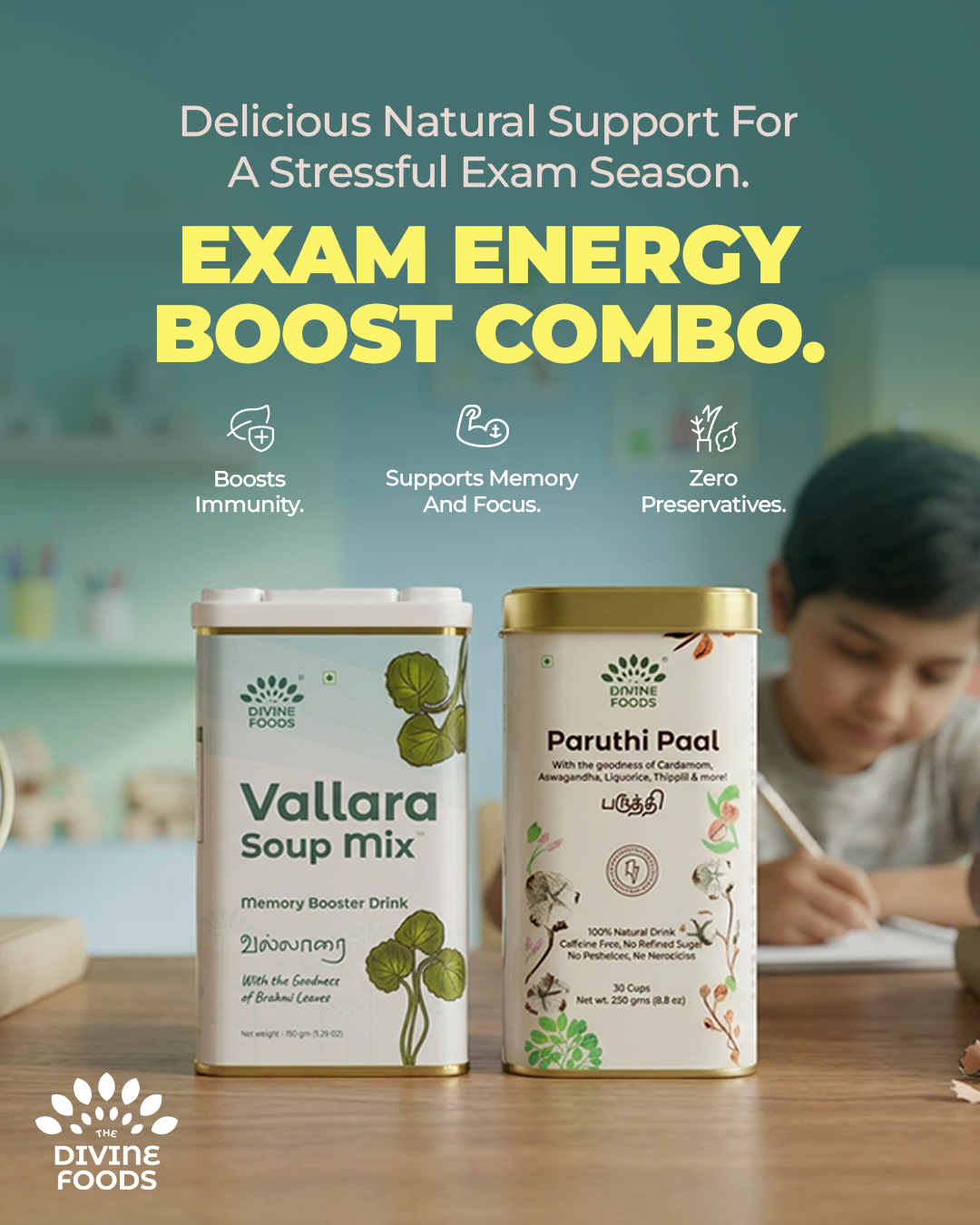 Exam Energy Boost Combo = Vallara Soup Mix + Paruthi Paal (Cotton Seed Instant Latte Mix)