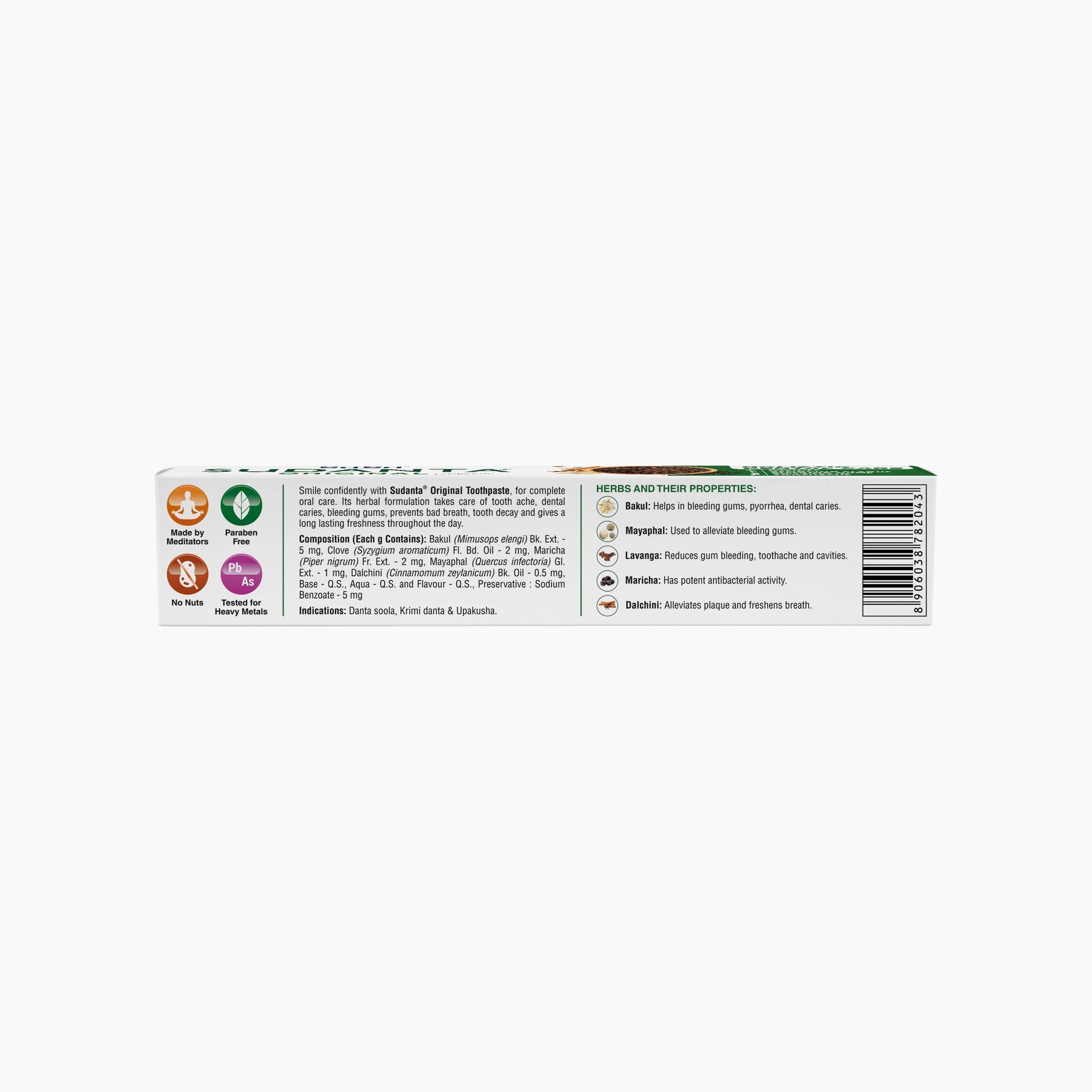 Sudanta Original Toothpaste - Non - Fluoride - 100% Vegetarian, 50 g