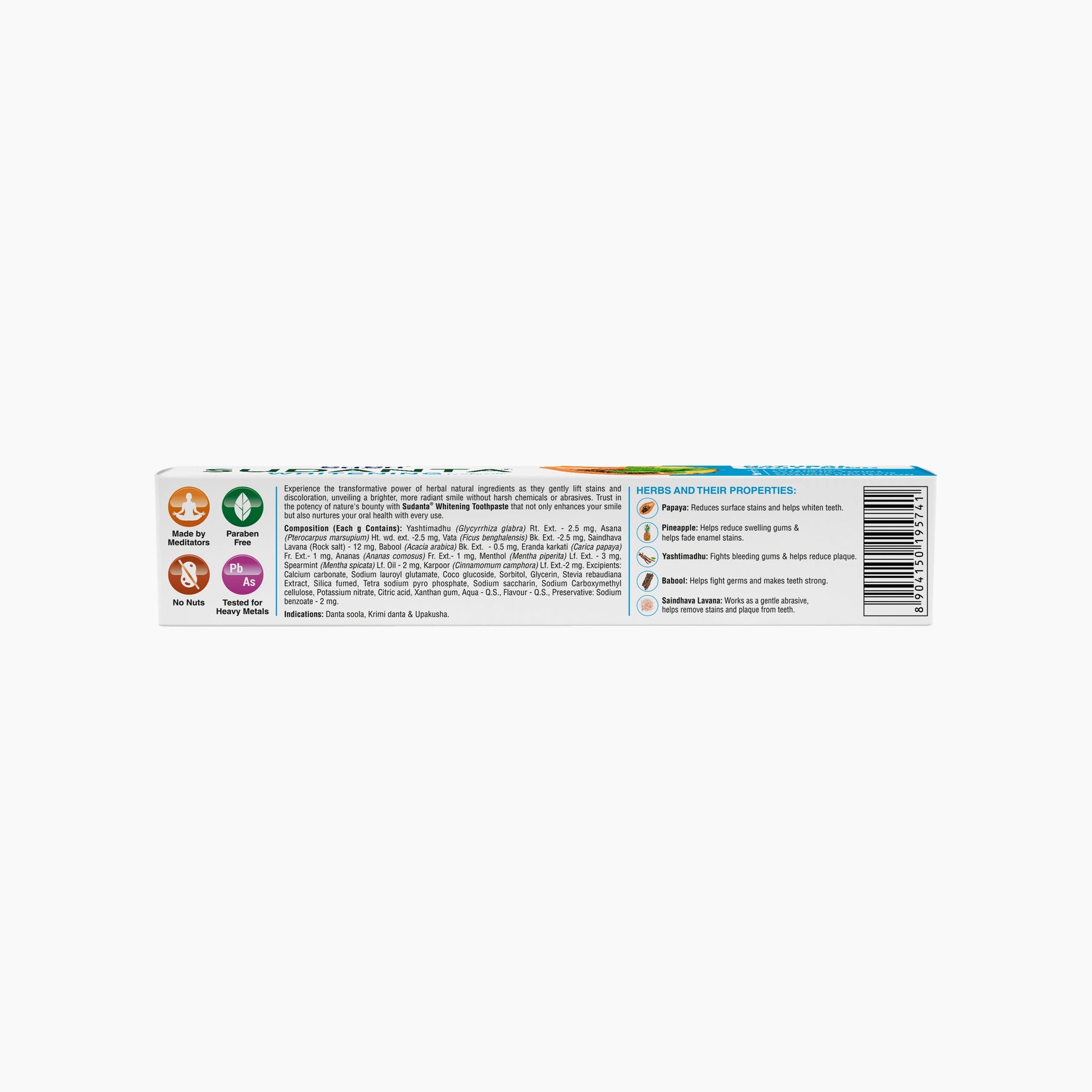 Sudanta Whitening Toothpaste - Non - Fluoride - 100% Vegetarian, 80 g