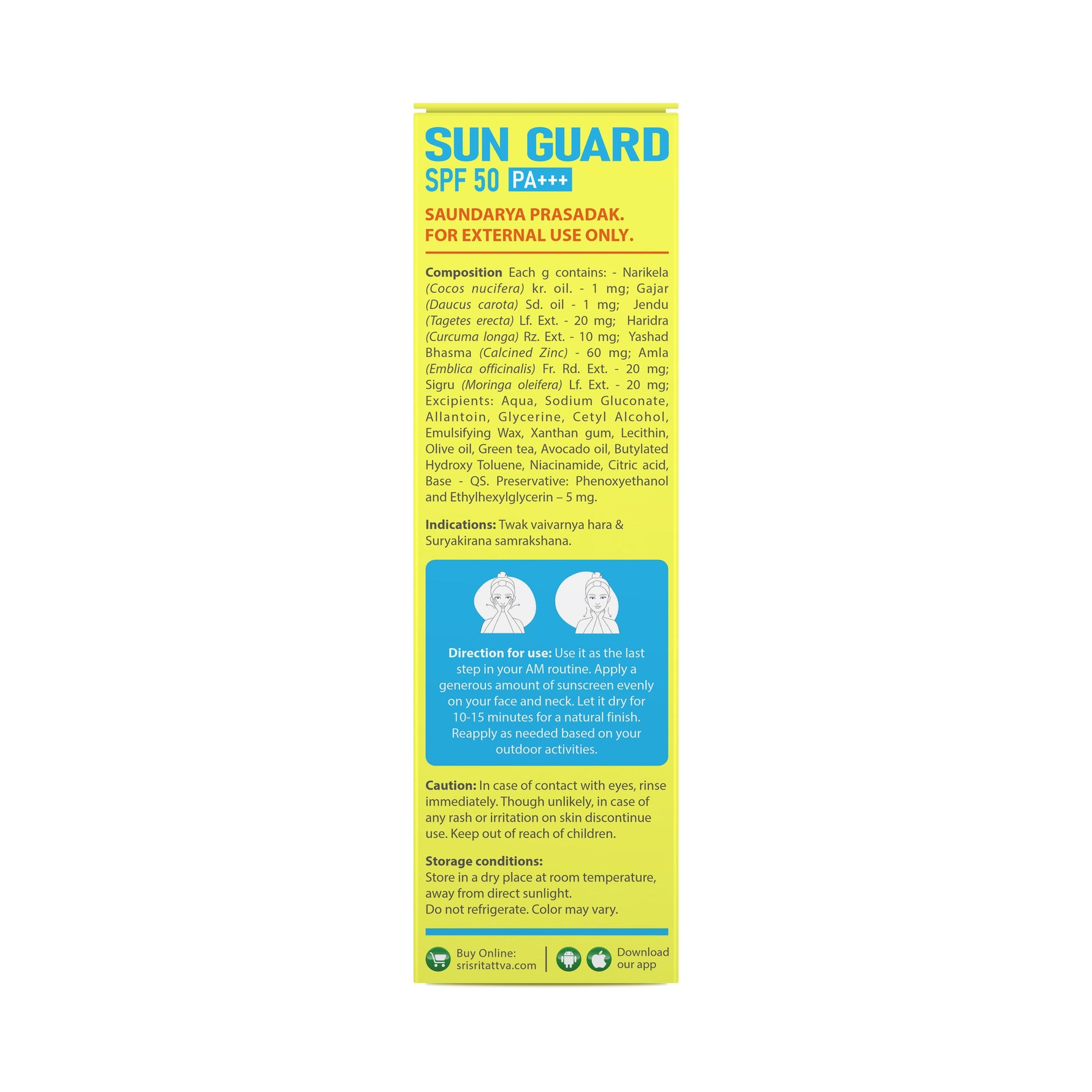 Sunguard, SPF 50 PA +++ | With Anti Oxidants Moringa, Carrot Seed Oil & Turmeric | 50 g