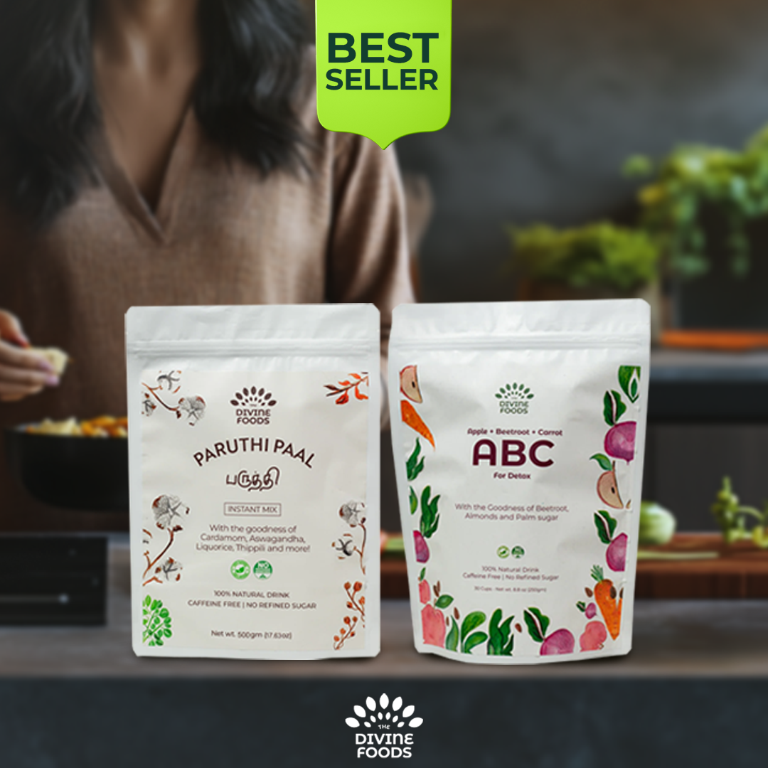 Divine Smart combo (Paruthi Paal 500 gm Refill pack (Cotton Seed Instant Latte Mix) + Natural ABC latte Milk Mix 500 gm Refill pack (Apple+Beetroot+Carrot)
