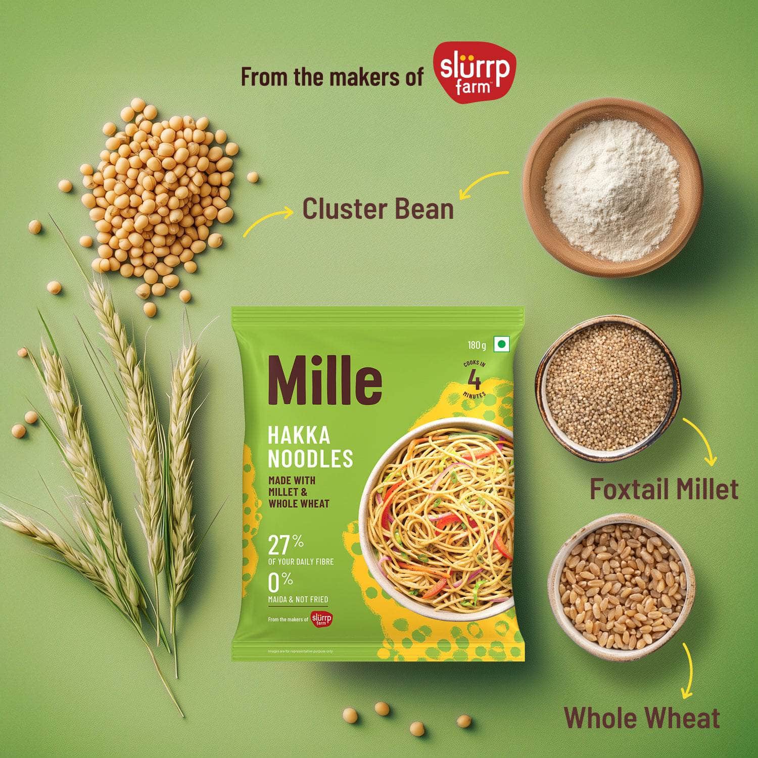 Zero Maida Hakka Noodles | Whole wheat + Foxtail Millet | Non-sticky