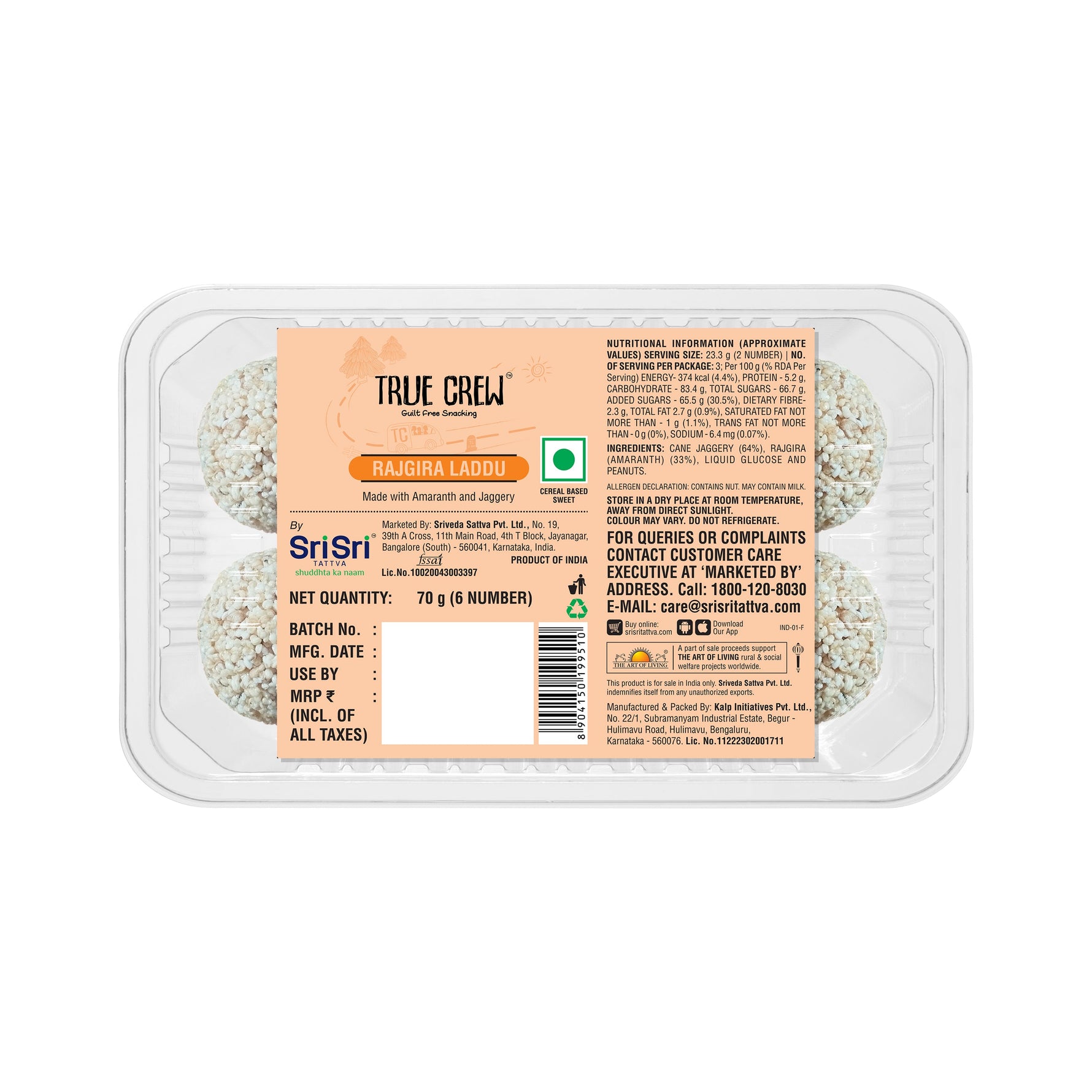 TRUE CREW Rajgira Laddu, 70g