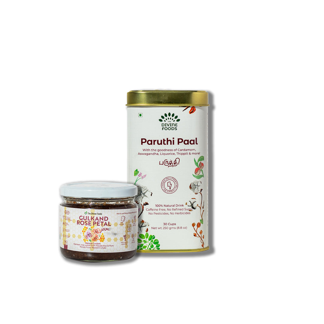 Super Seller Combo = Paruthi Paal (Cotton Seed Instant Latte Mix) + Gulkand Honey (With Cooling Properties)