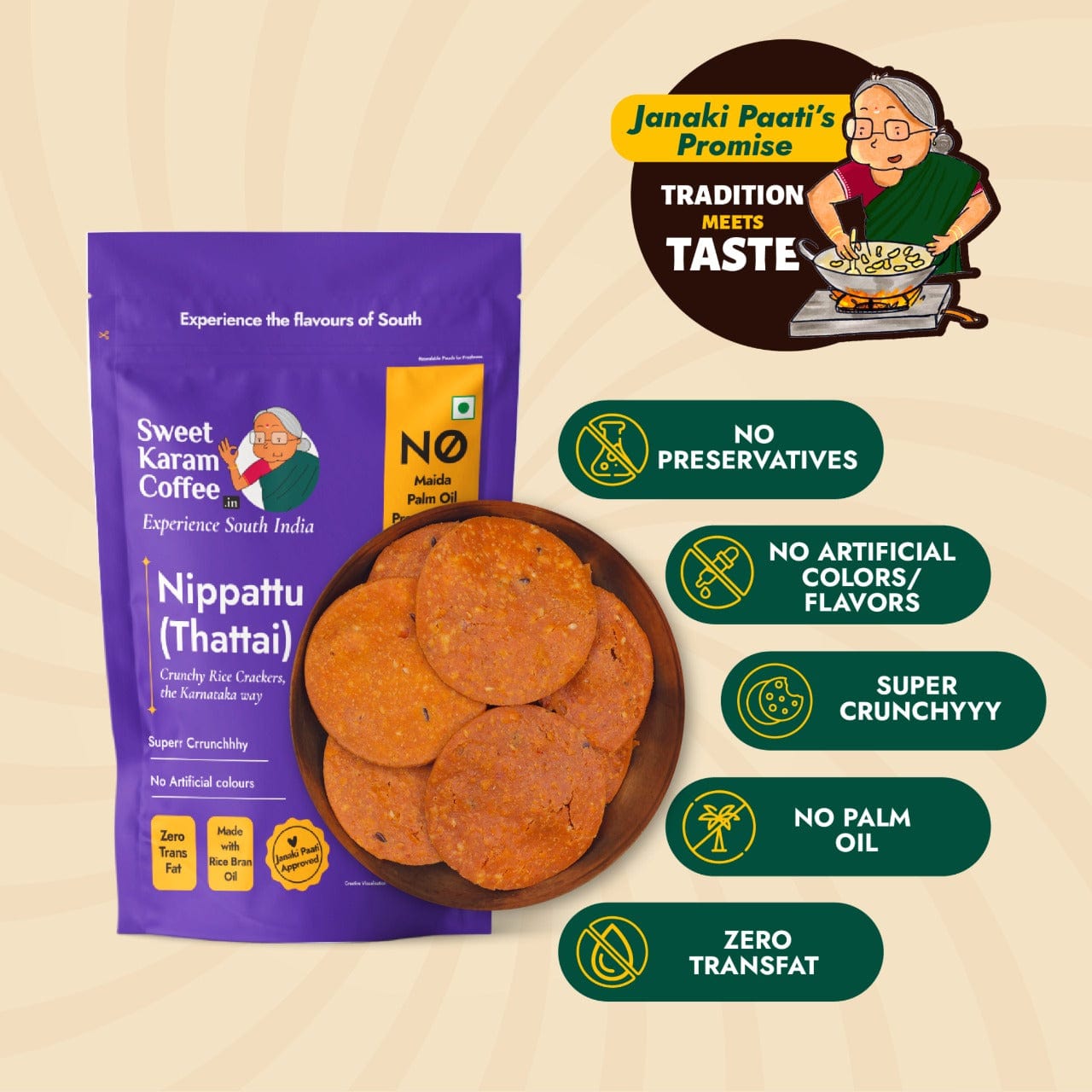 Nippattu / Thattai (Crunchy Rice Crackers)