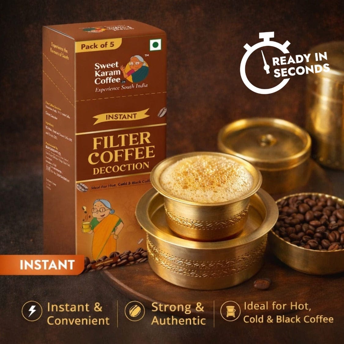 Instant Filter Coffee Decoction – Perfect for Hot or Cold Coffee⏱️