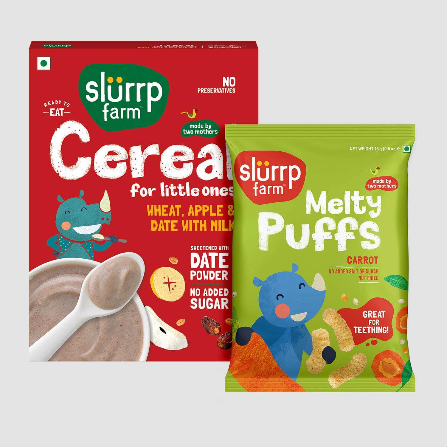 Wheat, Apple & Date Cereal & Carrot Flavoured Teething Puff Combo