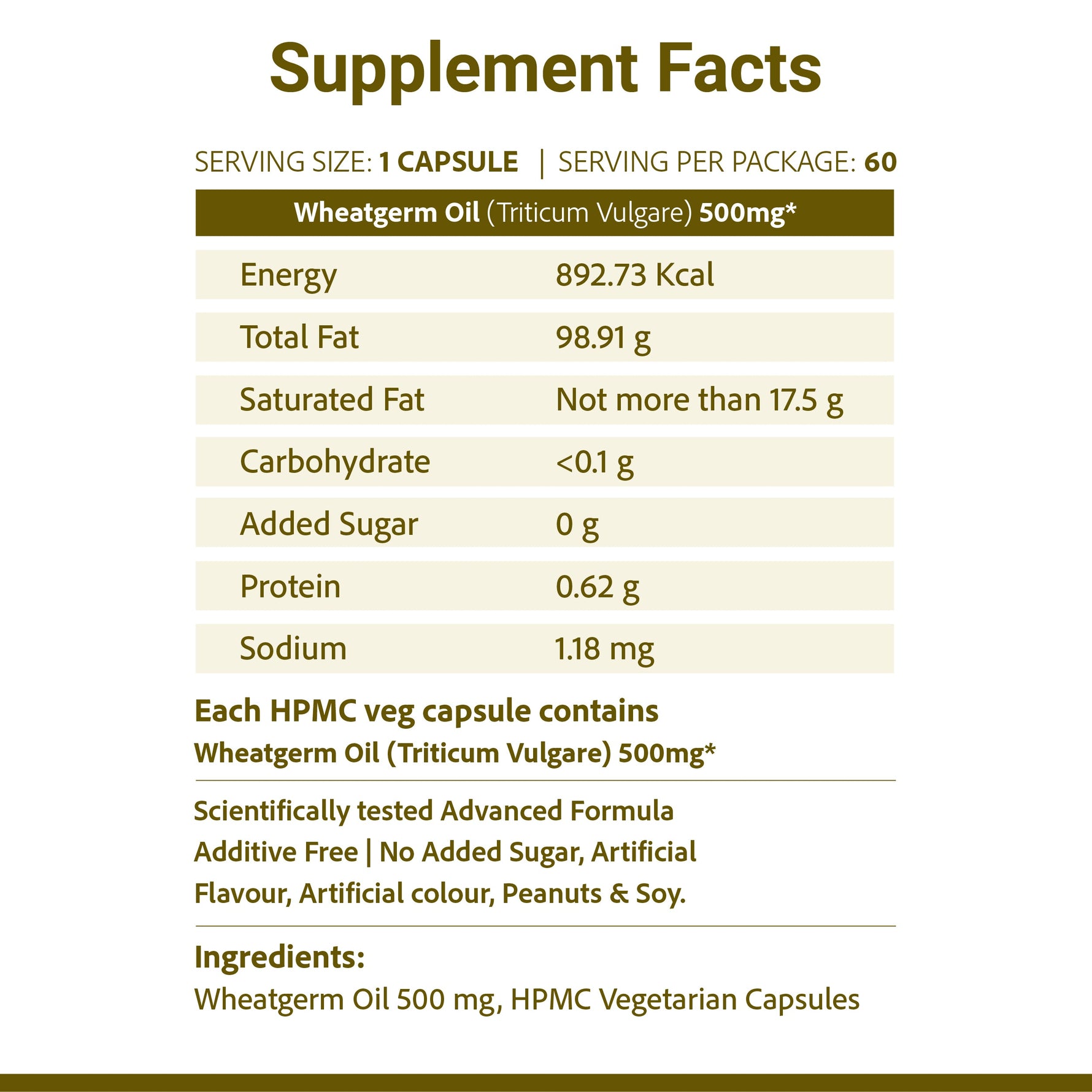 SupaSupp Wheat Germ Oil Vit - E | Enhances Cellular Regeneration, Better Systemic Maintenance |  Vitamin E | Health Supplement | 60 Veg Cap, 500 mg