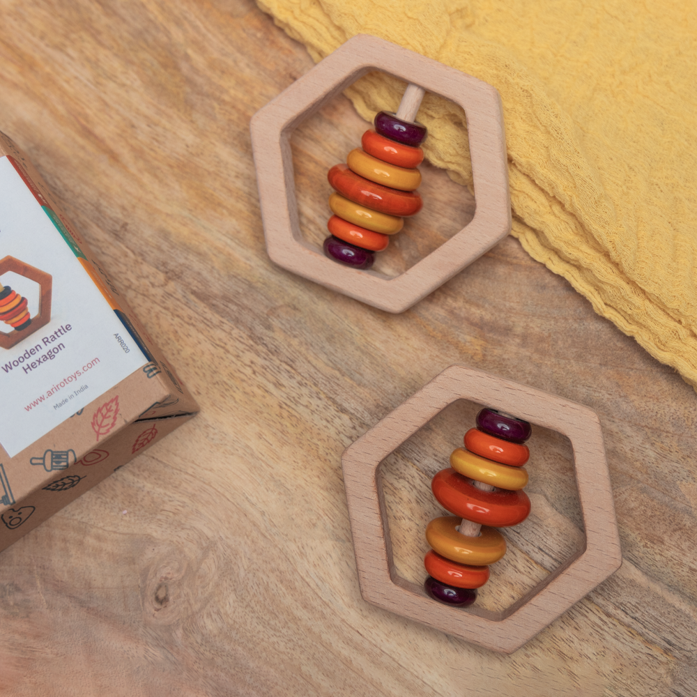 Wooden Rattle - Hexagon