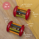 Wooden Rattle - Small Tumbler Red