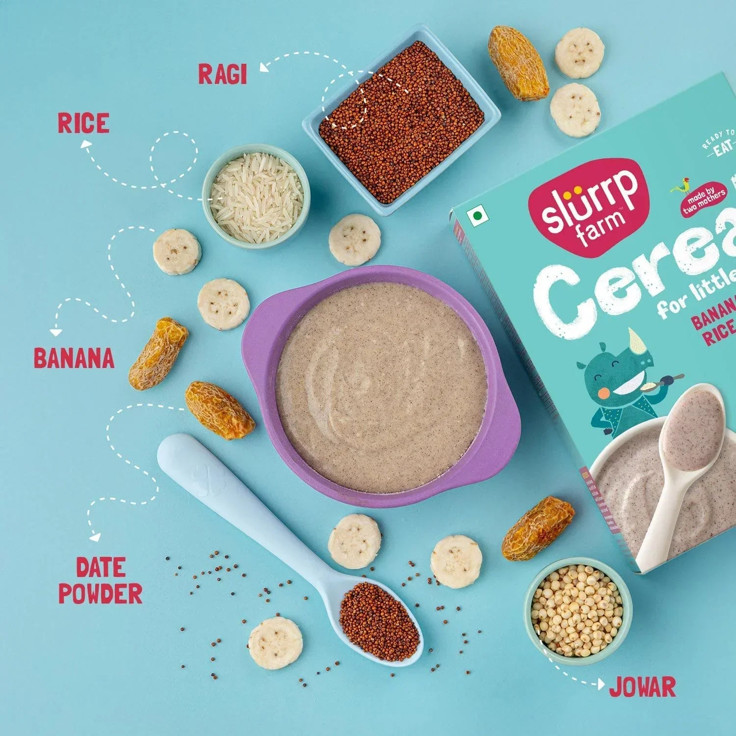 Banana, Ragi and Rice Cereal with Milk
