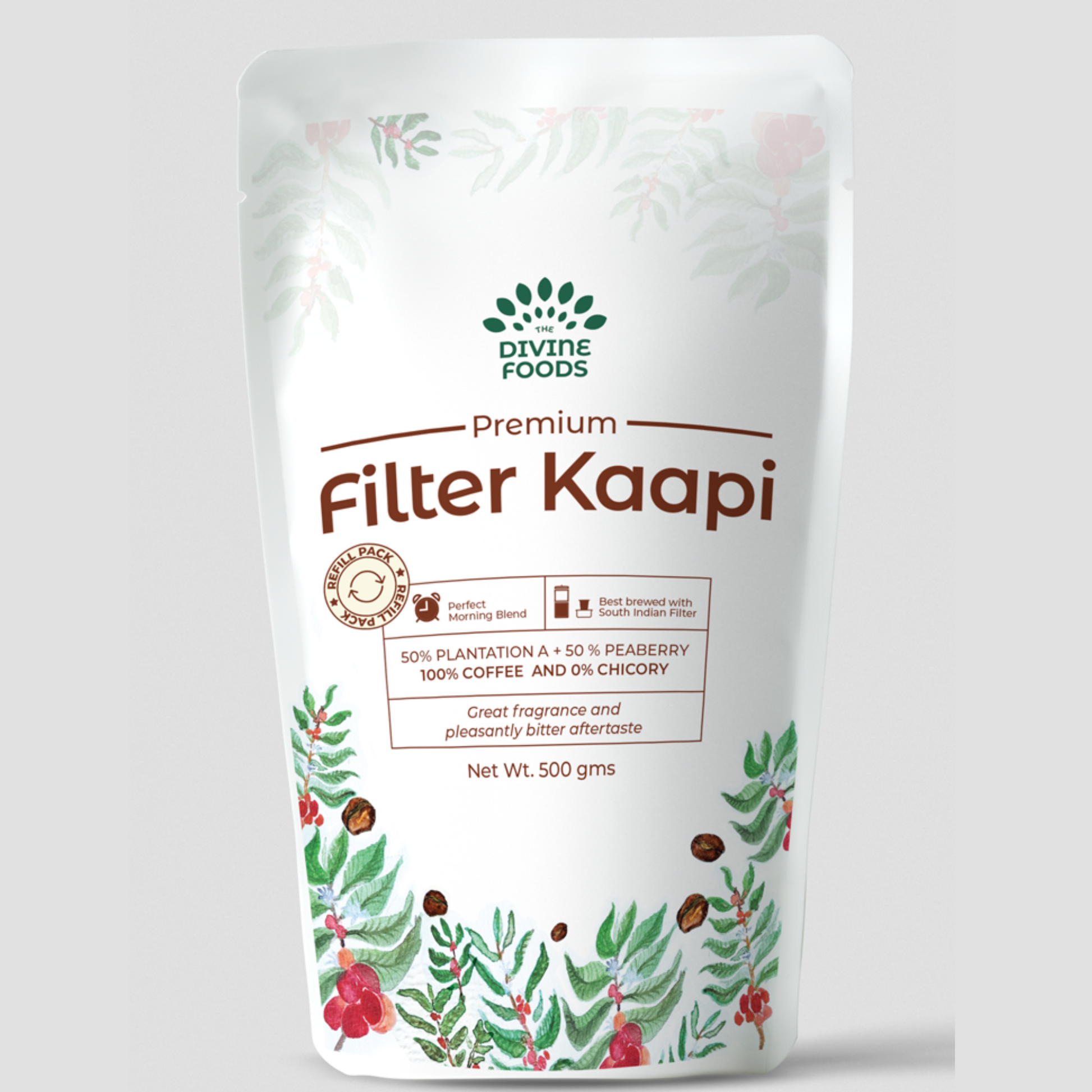 Kumbakonam Filter Kappi Powder (Guilt-Free 0% Chicory) 50% Plantation A 50% Peaberry