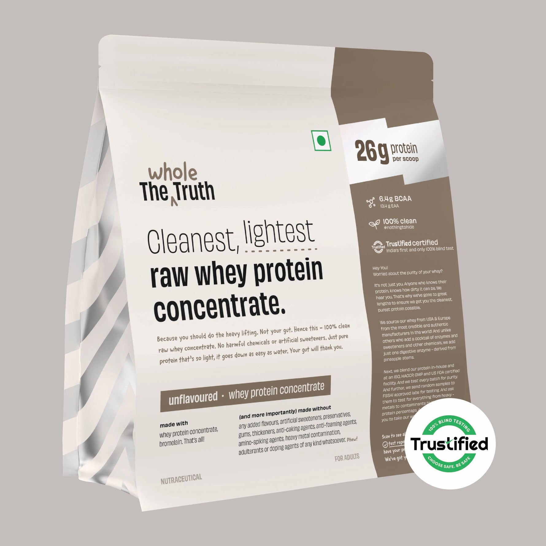 Unflavoured Raw Whey Protein Concentrate 26 g