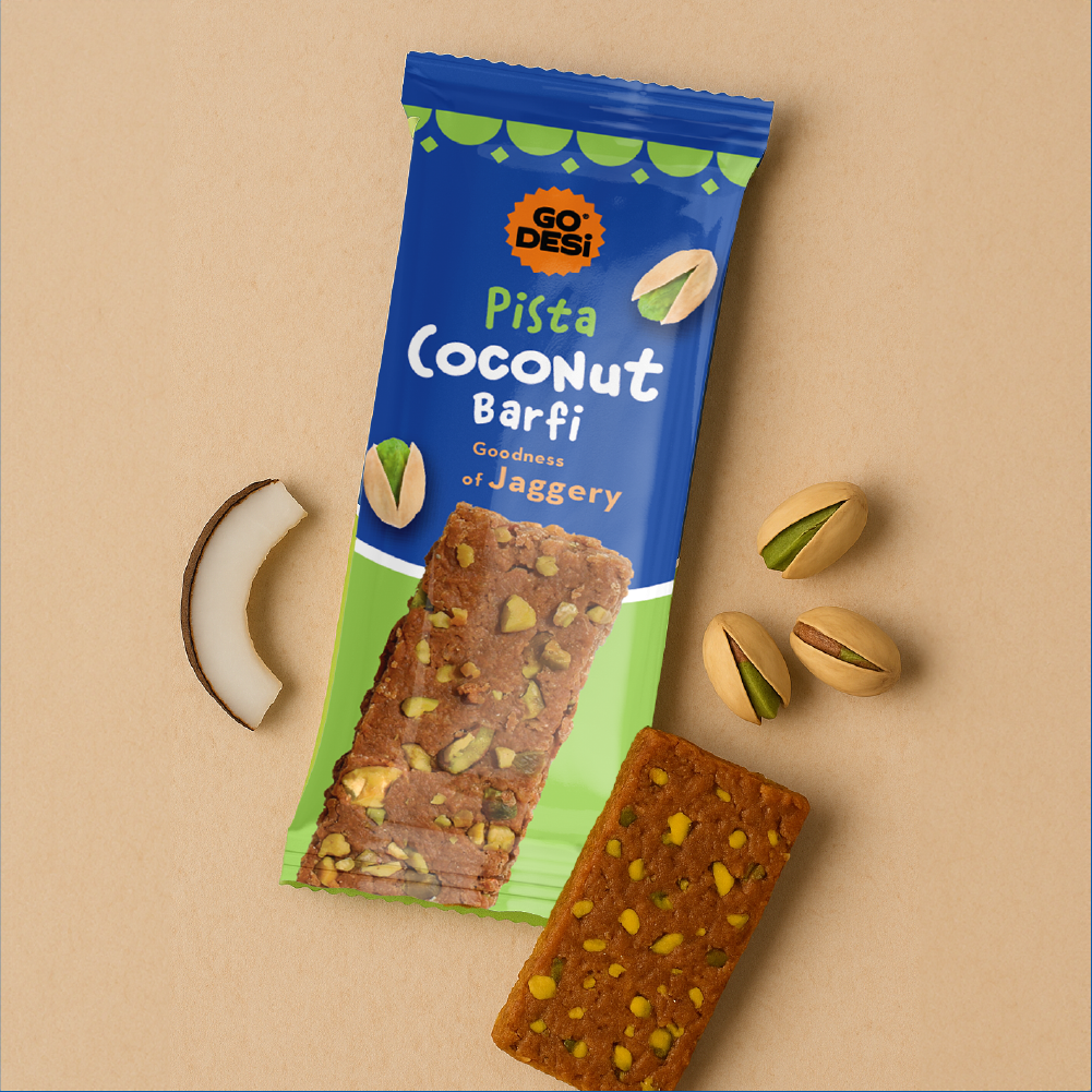 Pista Coconut Burfi | With Goodness of Jaggery