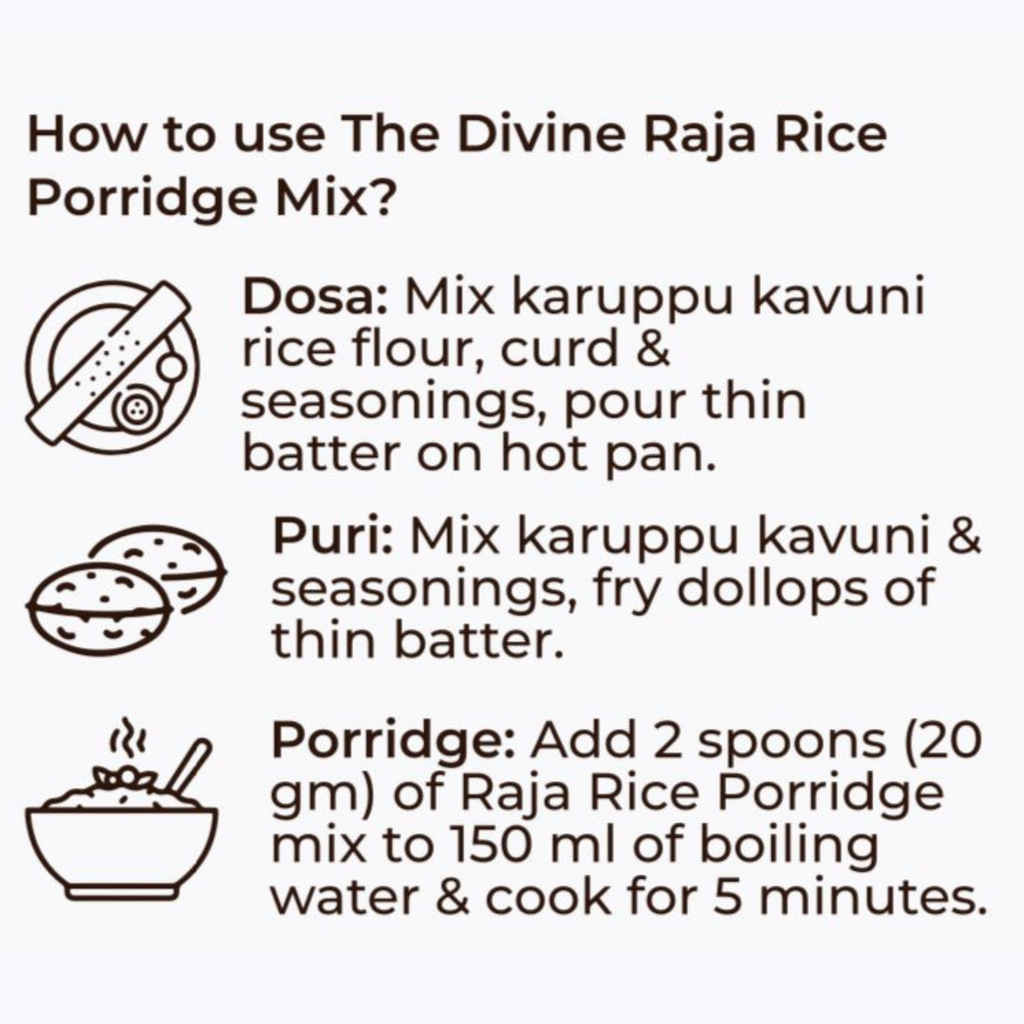 Raja Rice Porridge Mix (Karuppu Kavuni Kanji) for Weight loss and for Diabetes care 250 Gm