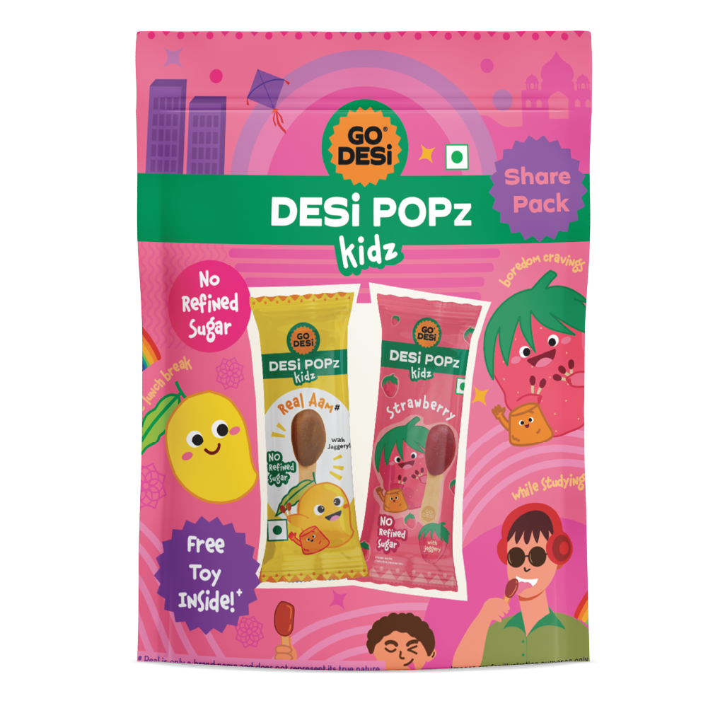 DESi Popz Kidz Real Aam & Strawberry | Made with Jaggery | Pack of 8